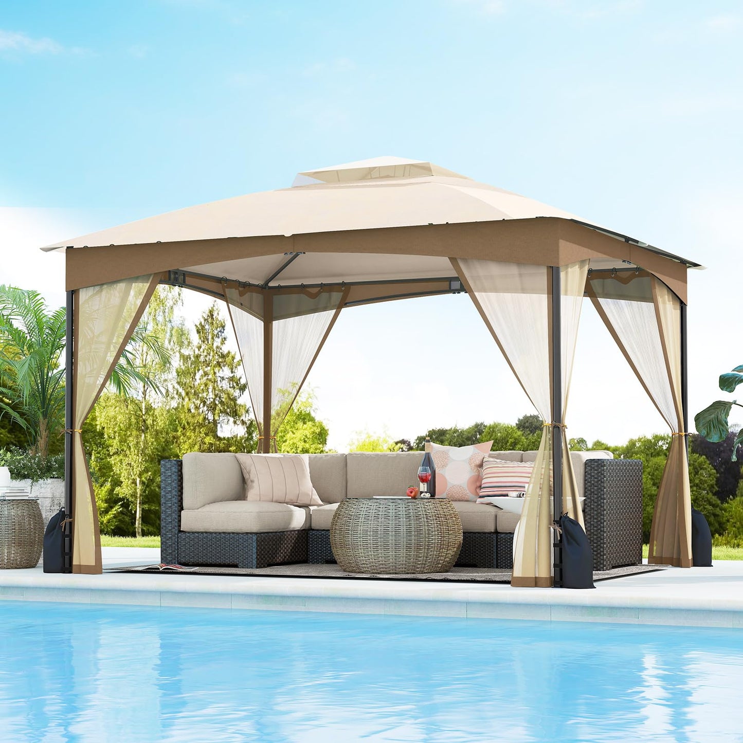 Tangkula 10x12 FT Outdoor Gazebo with Netting