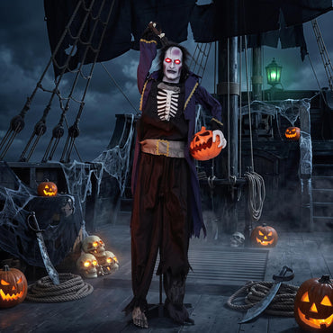 Tangkula 6 FT Animated Halloween Vampire Pirate Decoration with Pop-up Head