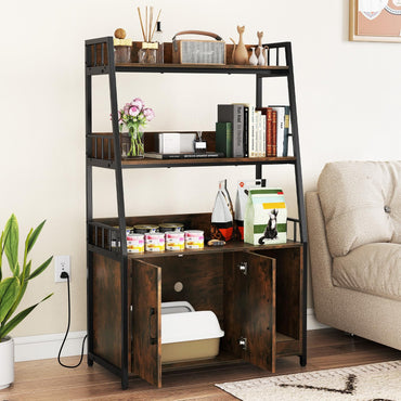 Tangkula Litter Box Enclosure with Shelves
