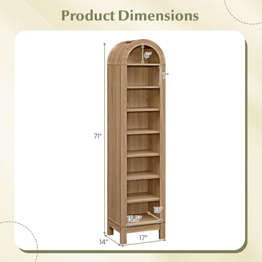 Tangkula 71" Tall Arched Bookcase for Living Room