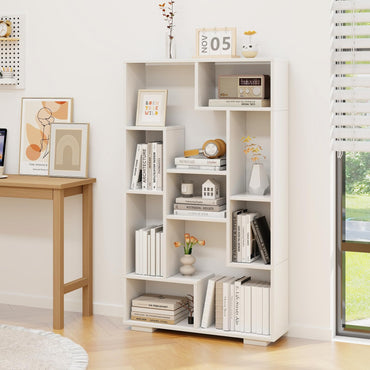 Bibliothèque géométrique Tangkula, étagère de 120 cm de haut avec plusieurs étagères ouvertes