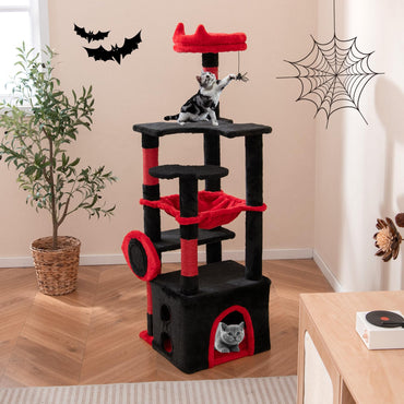 Tangkula Halloween Cat Tower with Sisal Scratching Posts & Board