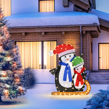 Tangkula 54 inches Christmas Double Snowman Yard Sign with LED Lights