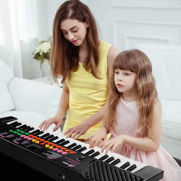 Tangkula Clavier électronique 54 touches pour enfants débutants avec micro et adaptateur, clavier de piano (Noir)