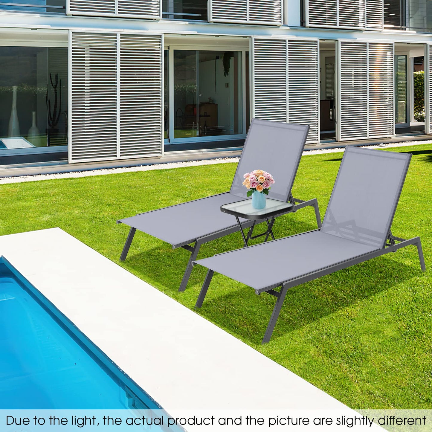 Tangkula Chaise longue de jardin réglable