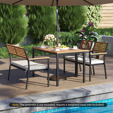 Tangkula 4 Piece Patio Dining Furniture Set w/Acacia Wood & Metal Frame