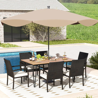 Tangkula 7 Pieces Patio Dining Set with Acacia Wood Dining Table
