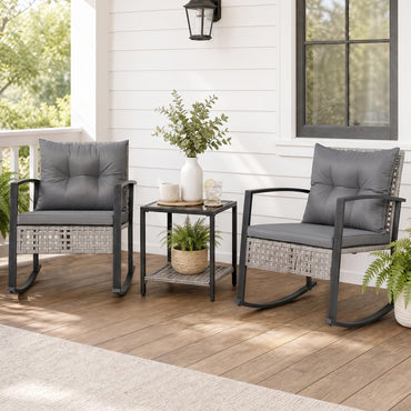 Tangkula 3-Piece Outdoor Rocking Chair Set for Garden