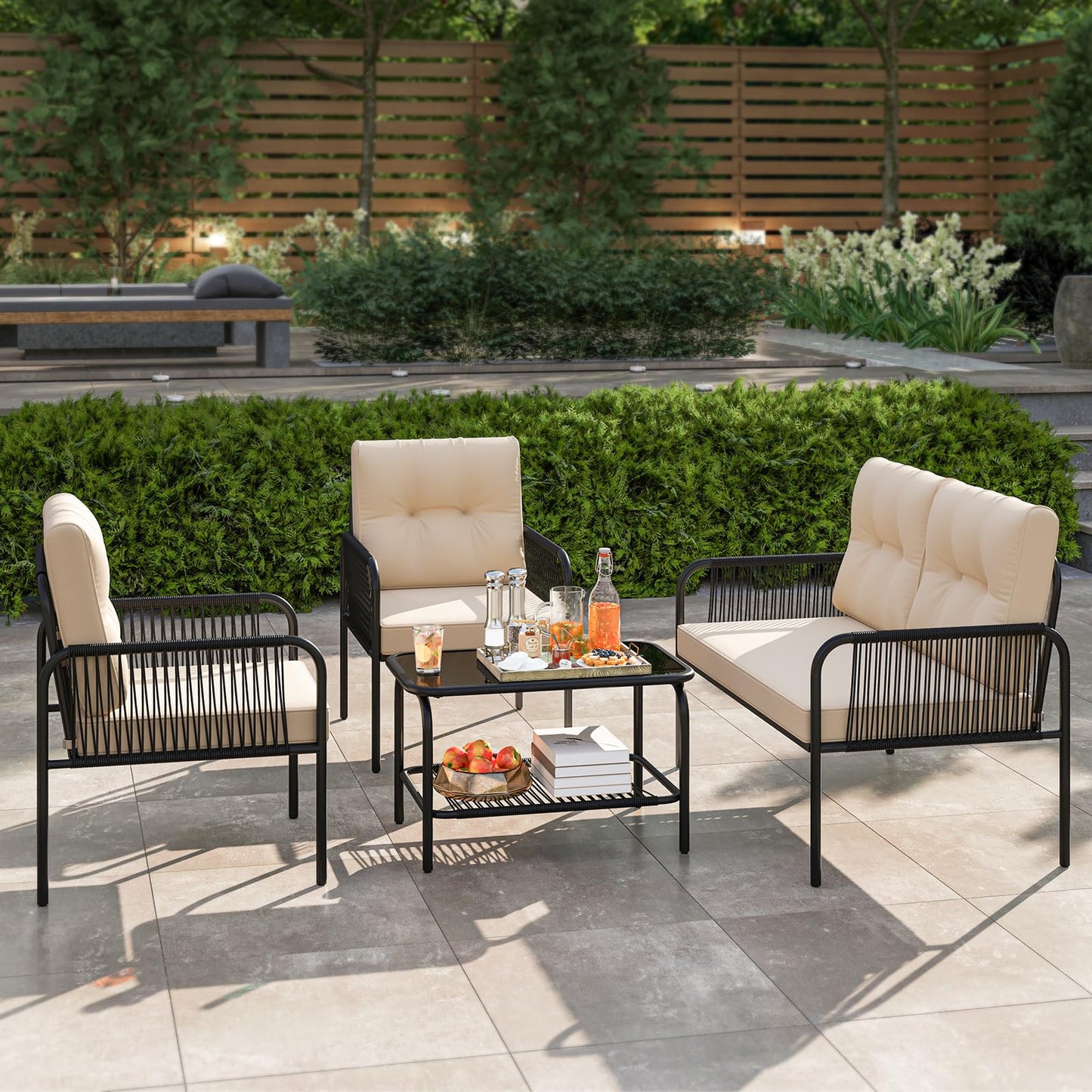 Tangkula Patio Furniture Set PE Rattan Sofa Chairs(4/8)