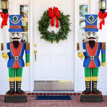 Tangkula 6 FT Christmas Lighted 2 Nutcrackers with Sword