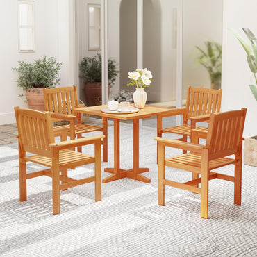 Tangkula Patio Chairs Set Outdoor Wooden Dining Chairs