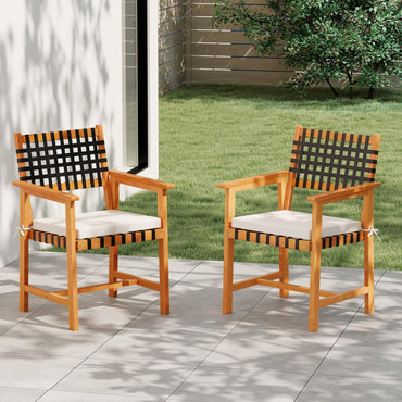 Tangkula Solid Acacia Wood Patio Chair Set of 2/4