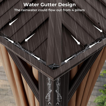 Tangkula 12x20 Ft Hardtop Double-Roof Patio Gazebo