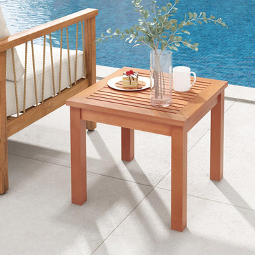 Table d'appoint d'extérieur Tangkula Adirondack, petite table de patio carrée de 18 po avec plateau à lattes