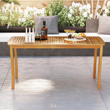 Tangkula 63 inch Outdoor Dining Table with Umbrella Hole