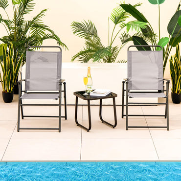 Tangkula Lot de 2 chaises de salle à manger pliantes pour terrasse, chaises de jardin pliantes peu encombrantes avec accoudoirs et dossier