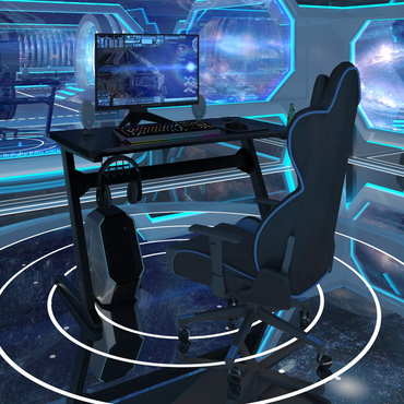 Tangkula Bureau de jeu, Bureau d'ordinateur de jeu ergonomique en forme de Z