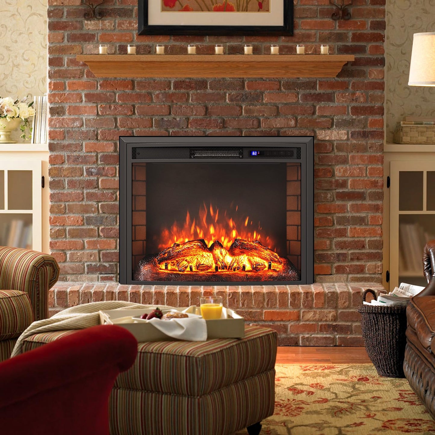 Tangkula 26”Electric Fireplace Insert with Remote Control