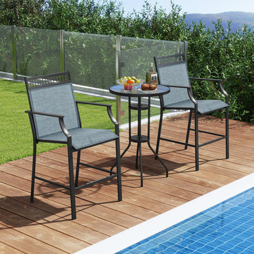 Tabourets de bar d'extérieur Tangkula lot de 2/4, tabourets et chaises de bar de terrasse robustes avec repose-pieds et accoudoirs