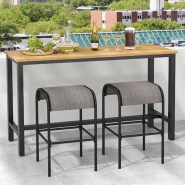 Tangkula Tabourets de bar d'extérieur Lot de 2/4, Tabourets de bistro hauteur bar 76 cm avec siège en tissu respirant et cadre en métal robuste
