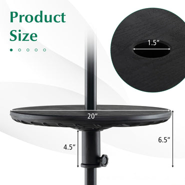 Tangkula 20” Outdoor Adjustable Umbrella Table, Round Umbrella Table Tray w/ 1.5” Umbrella Hole