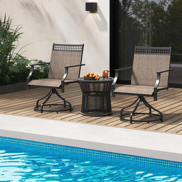 Tangkula Lot de 2/4 chaises de salle à manger d'extérieur pivotantes, chaises de patio avec tissu à séchage rapide et cadre en métal