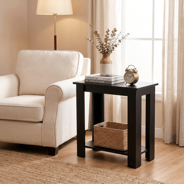 Tangkula 2-Tier Wooden Narrow End Table