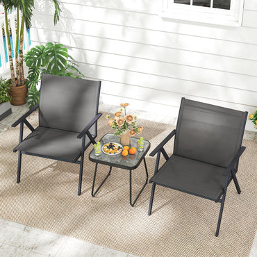Tangkula Patio Chairs Set of 2/4 with Breathable Mesh Fabric and Metal Frame