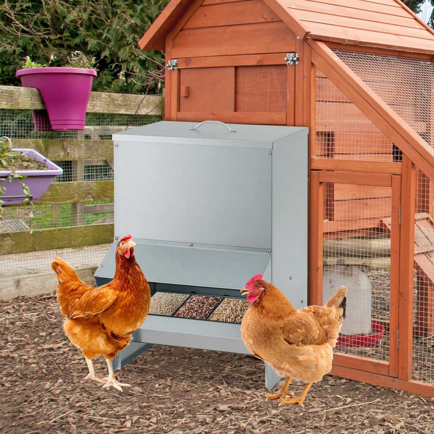 Tangkula Galvanized Chicken Feeder