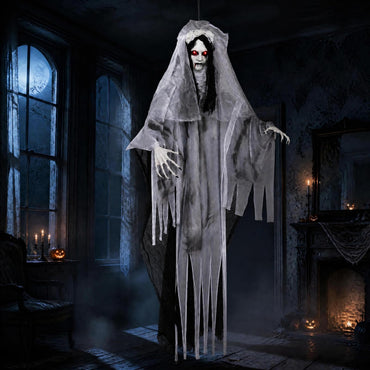 Tangkula 6 FT Animated Halloween Ghost Bride Decoration with Lighted Eyes