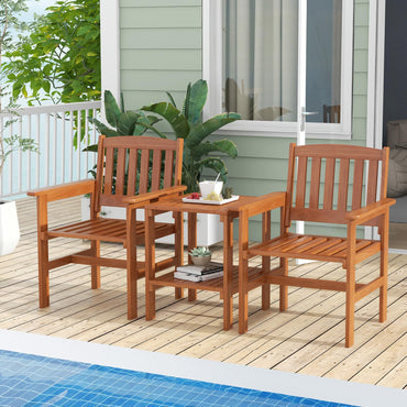 Tangkula Ensemble de conversation 3 pièces pour patio, jardin, piscine, cour arrière, balcon, porche