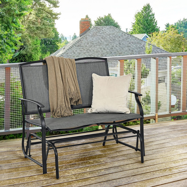 2-Person Patio Swing Glider Bench, Outdoor Rocker Glider Loveseat Chair