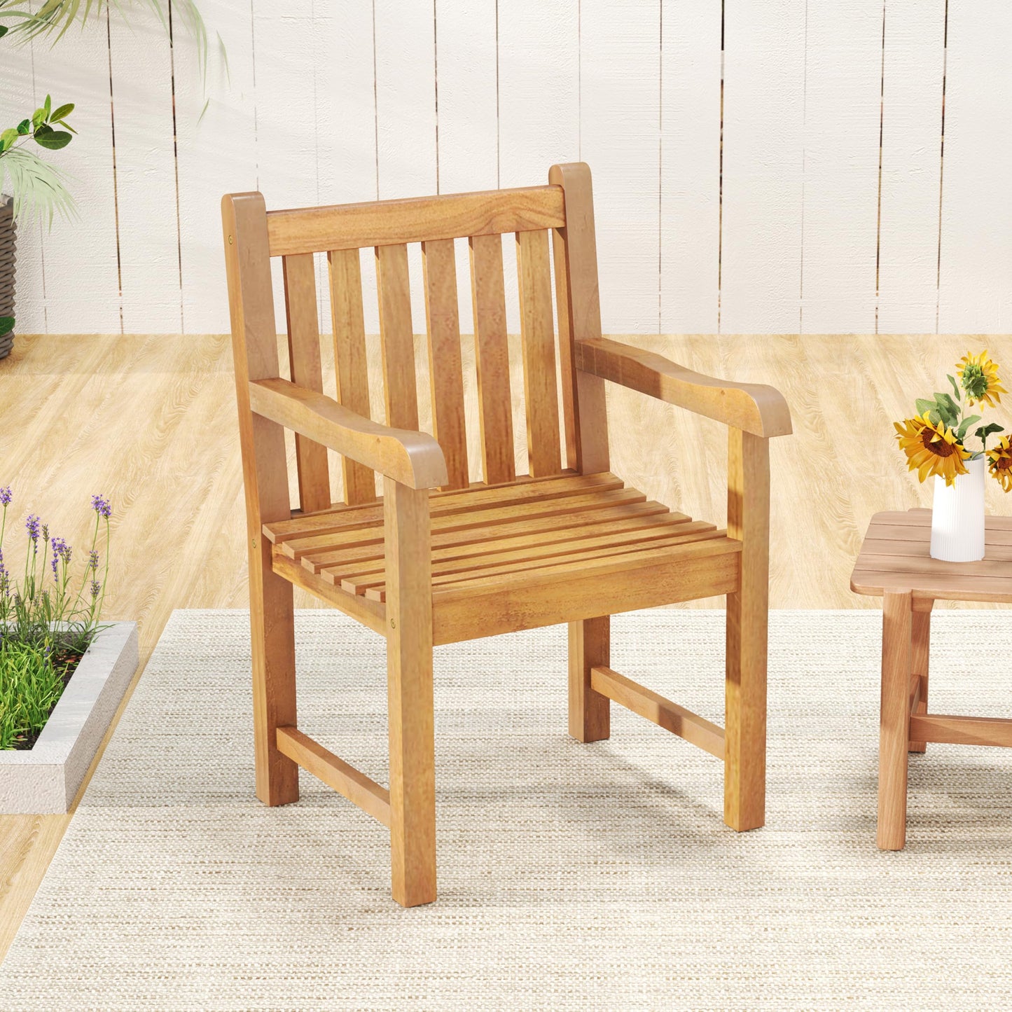 Tangkula Teak Wood Patio Dining Chair(1/2/4)