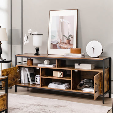 Meuble TV Tangkula pour téléviseurs jusqu'à 65" - Console TV de 58" avec armoires latérales et étagère réglable