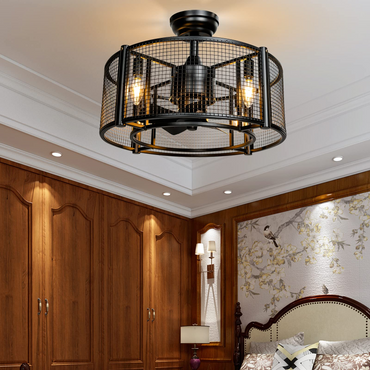 Tangkula Caged Ceiling Fan with Light