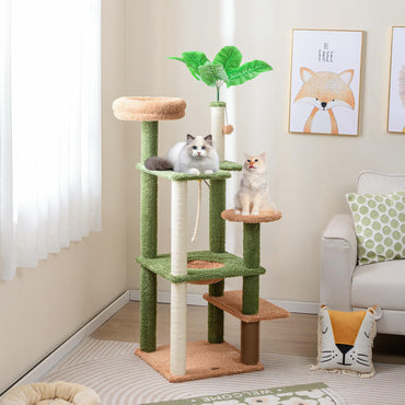 Arbre à chat Tangkula, tour à chat esthétique verte de 60 pouces avec poteaux à griffer en sisal