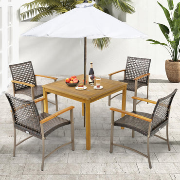 Tangkula 5 Pieces Patio Dining Set with 1.9” Umbrella Hole
