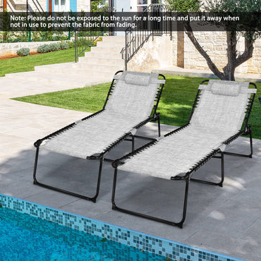 Tangkula Widen Folding Chaise Lounge Chair Set of 1/2
