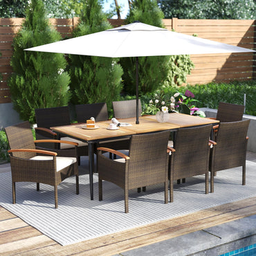 Tangkula 9 Pieces Patio Wicker Dining Set