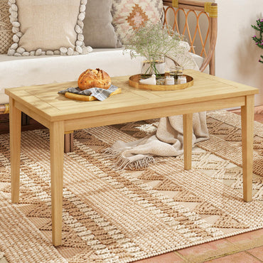 Table basse d'extérieur Tangkula en bois de teck, table d'appoint de terrasse en bois massif de qualité supérieure avec plateau à lattes