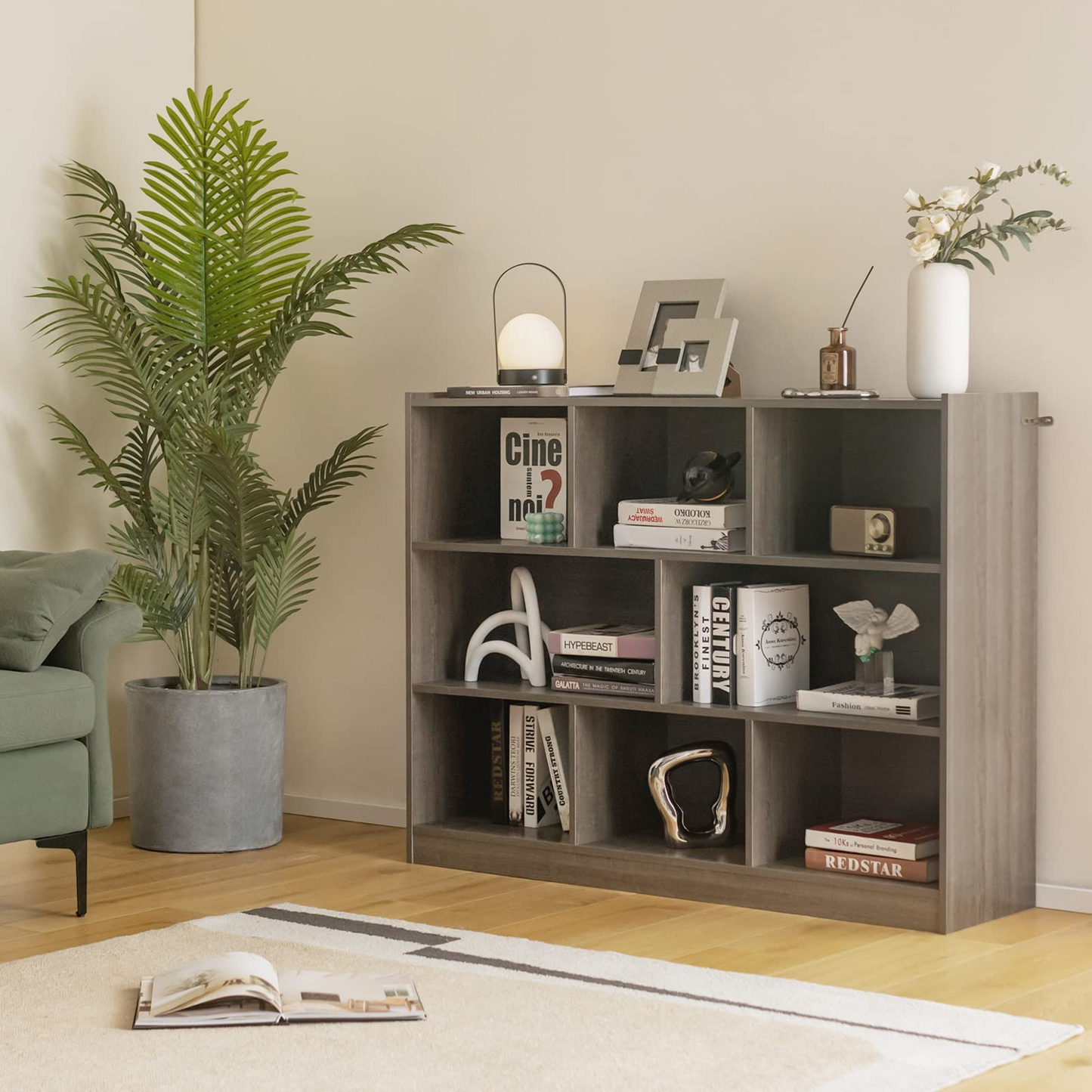 Tangkula 8-Cube Bookcase, Wood 3 Tier Open Storage Bookshelf, Modern Multipurpose Display Cabinet