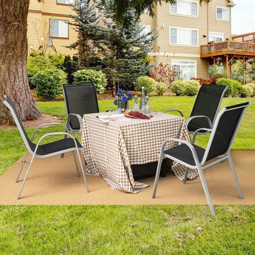 Tangkula 4 Pieces Patio Dining Chairs, Outdoor Stackable All Weather Heavy Duty Dining Chairs Set with Armrests