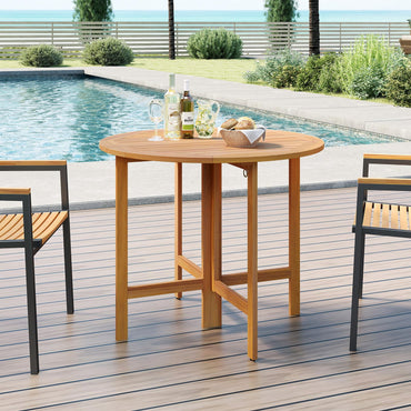 Tangkula Table de Jardin Ronde Pliante de 91 cm