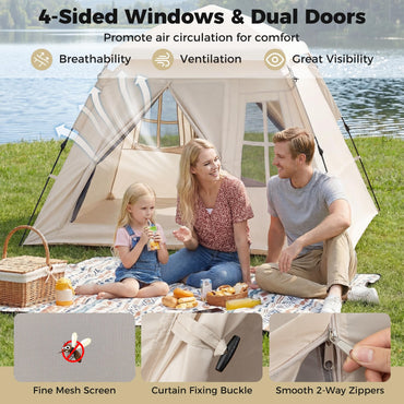 Tangkula 4 Person Camping Tent with Removable Rainfly