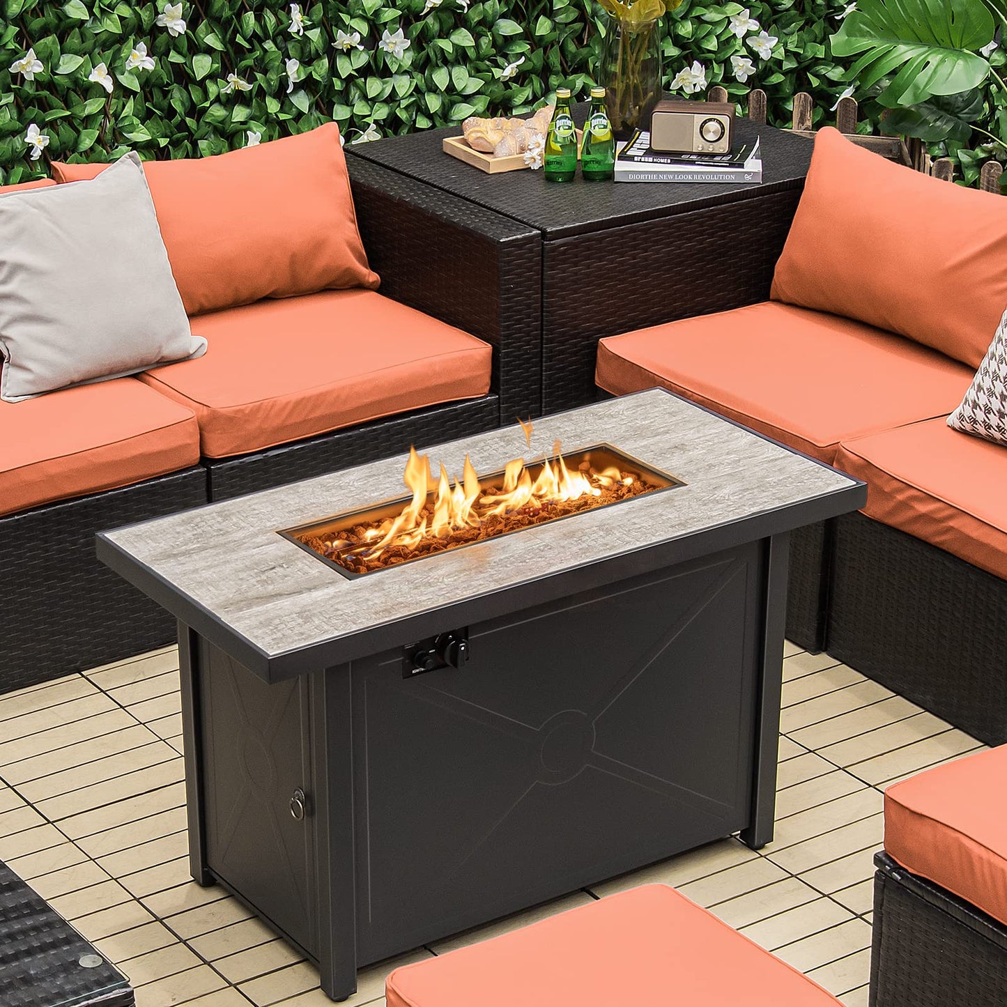 Tangkula 42 Inch Propane Fire Pit Table