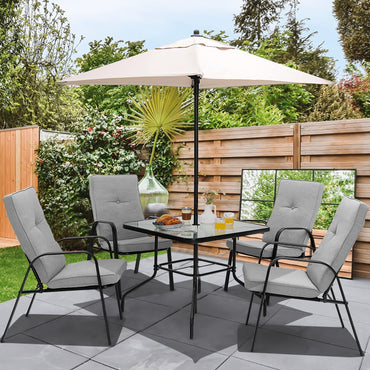 Tangkula 6 Pieces Patio Dining Set with Sponge Padded Cushion