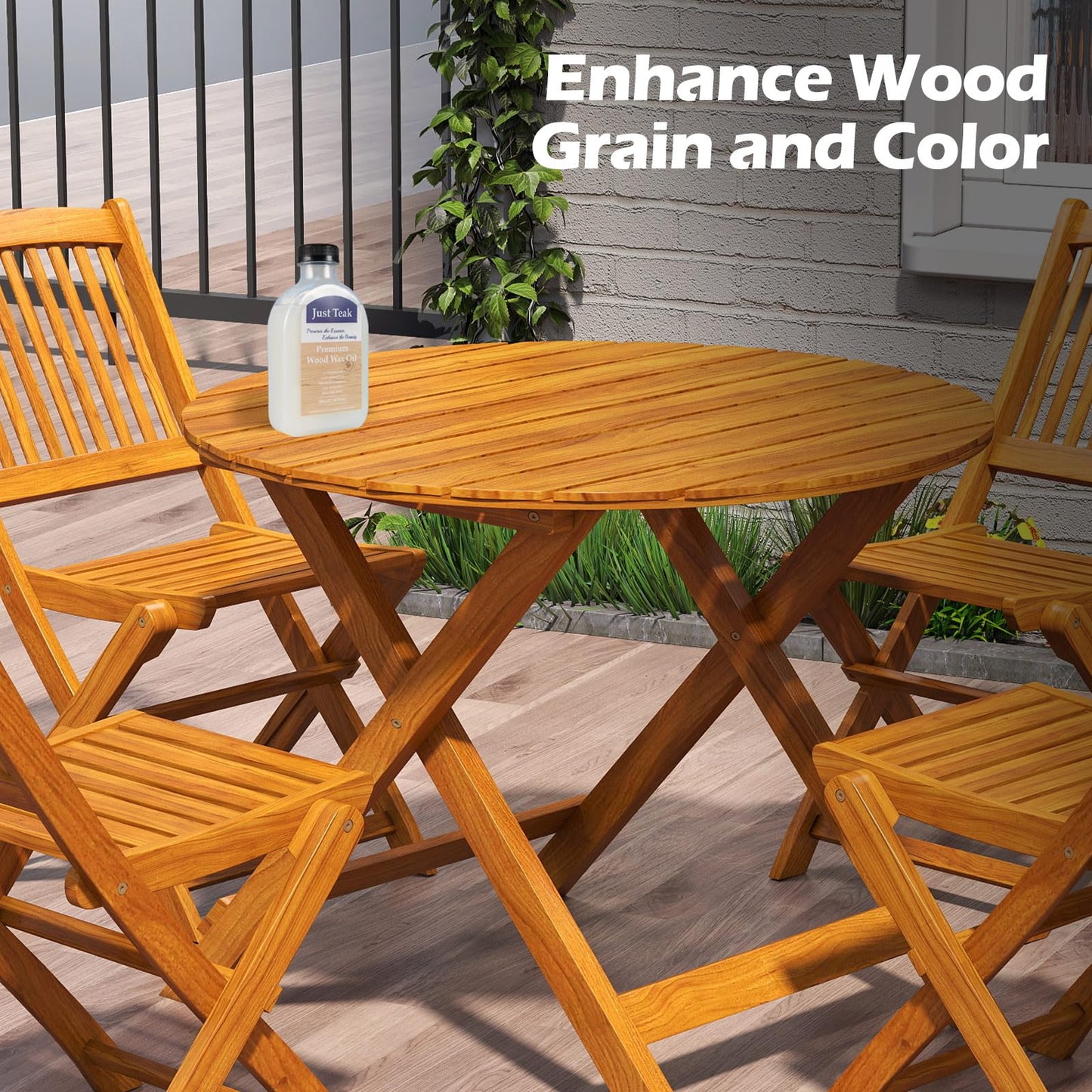 Tangkula Wood Wax Oil Set Teak Oil Cleaner and Brightener for Outdoor & Indoor Furniture