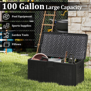 Tangkula Coffre de rangement extérieur de 100 gallons pour outils de jardin