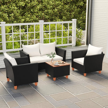 Ensemble de conversation d'extérieur Tangkula, chaises de patio rembourrées avec table basse de rangement