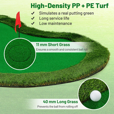 Tangkula 10 FT Golf Putting Green with Realistic Artificial Grass Turf